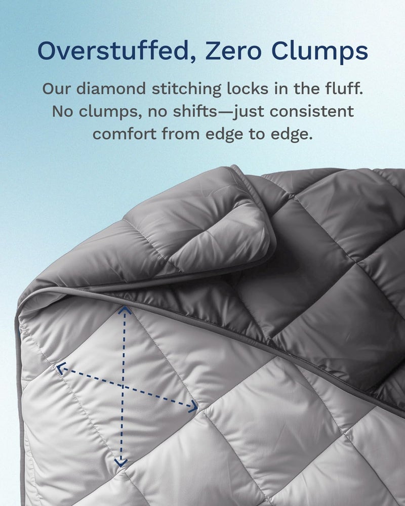 ViscoSoft Microfiber All Seasons Down Alternative Quilted Comforter - Cooling Breathable Premium Soft Reversible Microfiber Duvet Blanket, Light Gray/Dark Gray, Full - Image 5